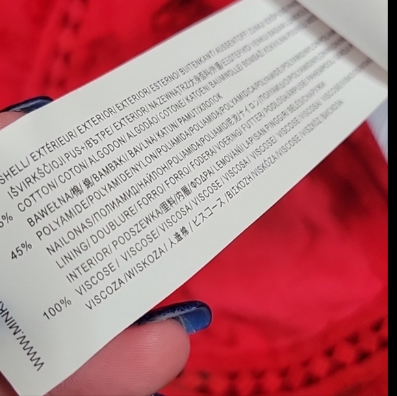 NWT MinkPink Cherry Red Starstruck Lace Mini Party Dress Sheer Back Star Print M - Picture 14 of 14